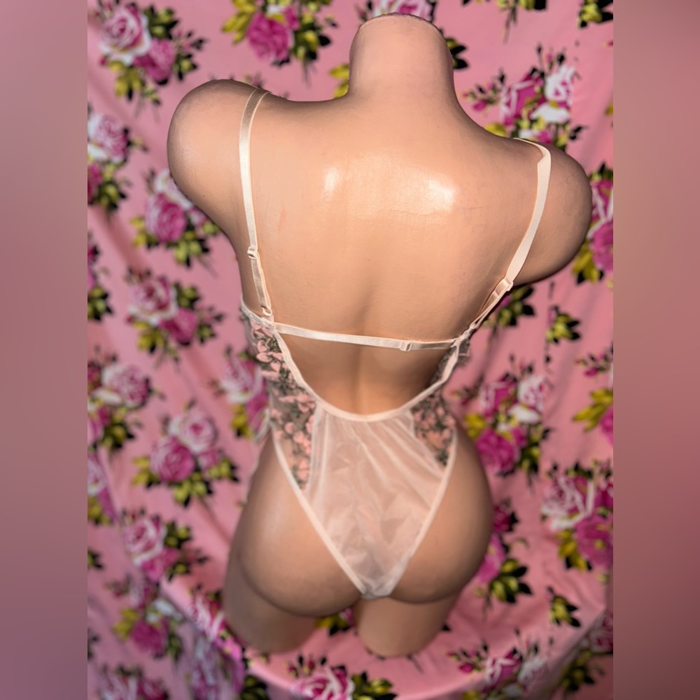 Pink floral corset lace up bodysuit romper teddy bachelorette wedding gift C3 - Picture 7 of 10